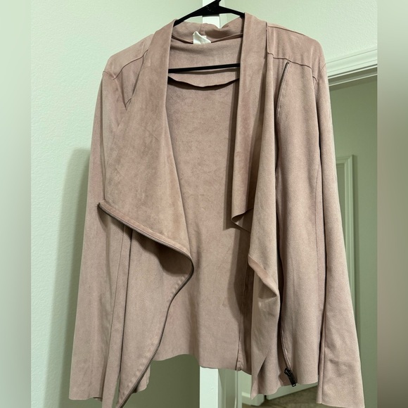Tommy Hilfiger Women's Faux Suede Moto Jacket Pink Size 16